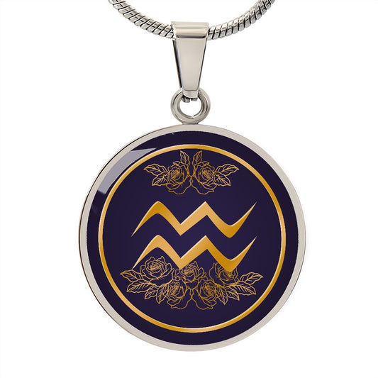 Aquarius Necklace | Blossom | Circle Luxury Engraving Necklace