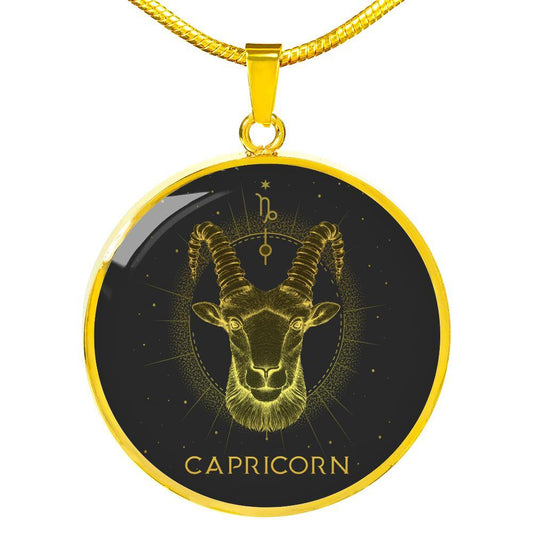 Capricorn Necklace 18K Gold | Steel Silver, Capricorn Zodiac Sign Pendants, Capricorn Custom Engraved Astrology Necklace - Zodiac Craft