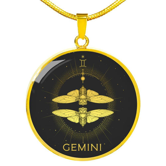 Gemini Necklace 18K Gold | Steel Silver, Gemini Zodiac Sign Pendants, Gemini Custom Engraved Astrology Necklace - Zodiac Craft