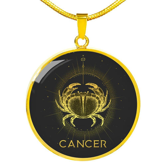 Cancer Necklace 18K Gold | Steel Silver, Cancer Zodiac Sign Pendants, Cancer Custom Engraved Astrology Necklace - Zodiac Craft