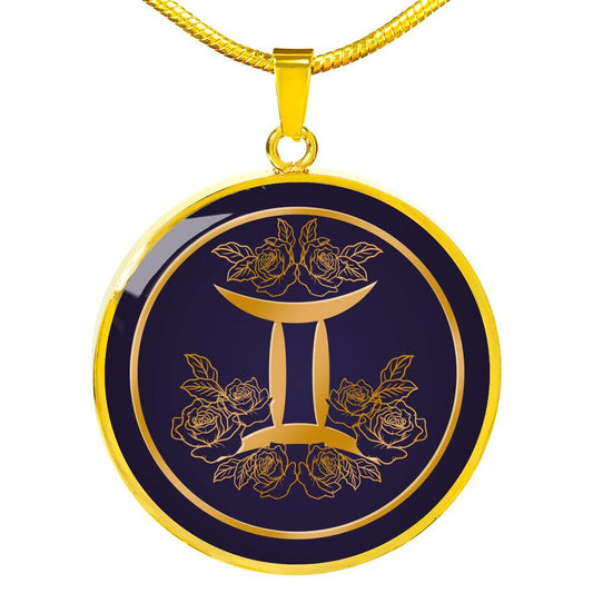 Gemini Necklace 18K Gold | Steel Silver, Gemini Zodiac Sign Pendants, Gemini Blossom Customized Astrology Necklace - Zodiac Craft