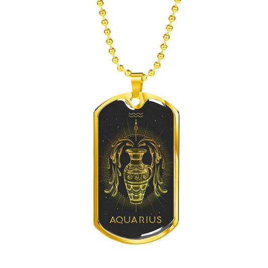 Aquarius Necklace 18K Gold | Steel Silver, Aquarius Zodiac Sign Pendants, Aquarius Customized Astrology Necklace - Zodiac Craft