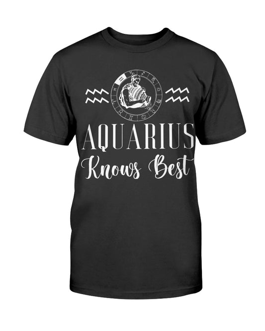 Funny Aquarius Shirt, Aquarius Zodiac Sign, Astrology Shirt, Aquarius Knows Best Soft Black T-Shirt - Zodiac Craft